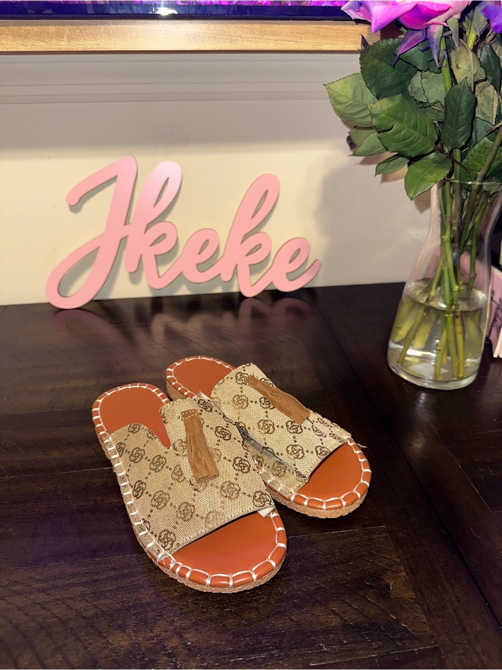 Khaki Slip-on Sandals sizes 6, 7, 7.5, 8, 9, 10